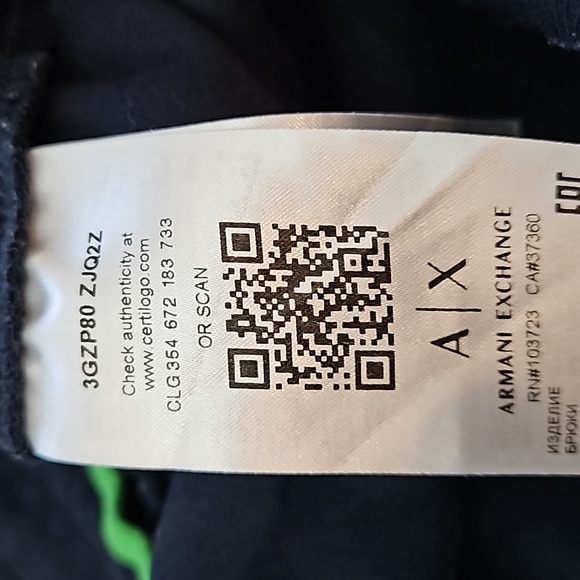 Armani Exchange navy drawstring logo joggers, size medium - Picture 11 of 16